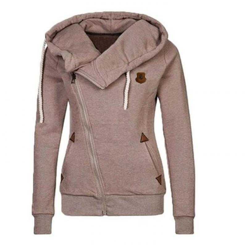 Womens Hoodies Fashion Casual Comfort Hooded Casual Zip-up Long Sleeve Solid Color Streetwear Hoodie 210816