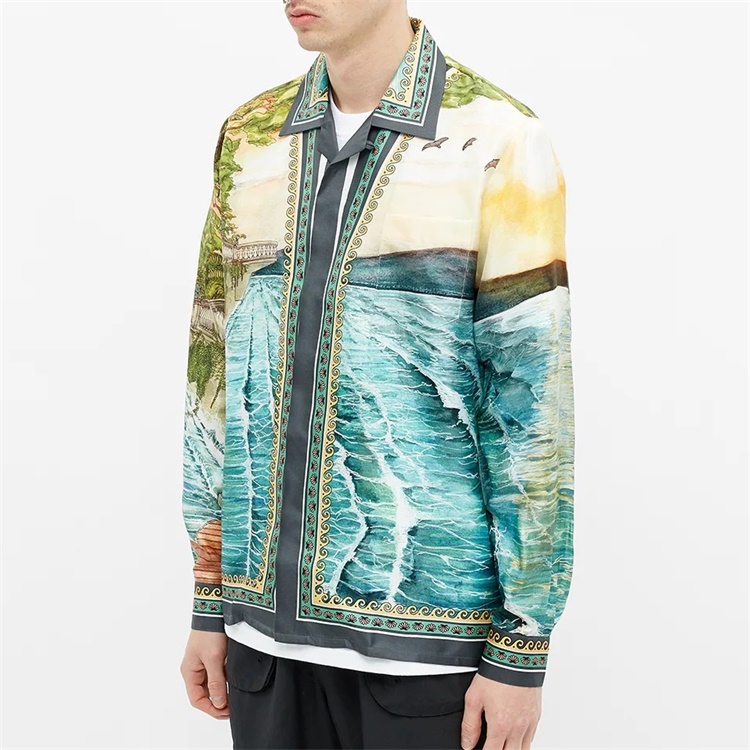 OEM Custom luxurious camp collar long sleeve all over print 100% silk shirt for men, White;black
OEM Custom luxurious camp collar long sleeve all over print 100% silk shirt for men, White;black