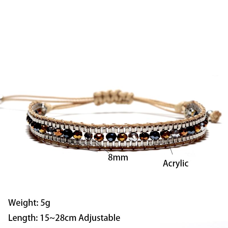 Tennis Bohemia 5 Colors Rope Bracelet Acrylic Braclet Handmade Woven String Braslet Men Women Adjustable Brazalet Summer Jewelry Gift