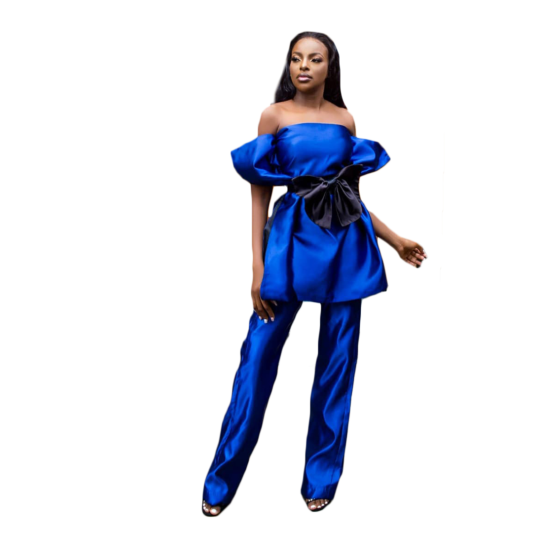 African Royal Blue Mermaid Evening Dress Jumpsuits Sexy Sweetheart Backless Party Gowns Red Carpet Fashion Prom Formal Wear