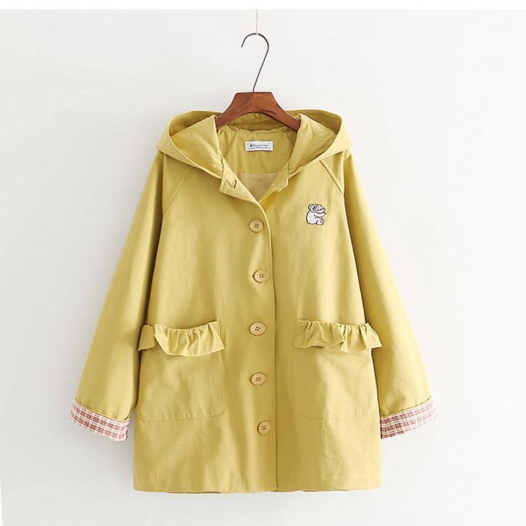 Women's Jackets Childlike Koala Embroidery Japanese Solid Color Loose Hooded Jacket Coat 2021 Autumn Mori Girl, Yellow
Women's Jackets Childlike Koala Embroidery Japanese Solid Color Loose Hooded Jacket Coat 2021 Autumn Mori Girl, Yellow