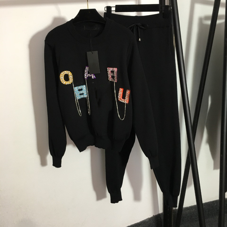 Knitted Women's Two Piece Pants Set Pearl Studded Sweatshirt Tassel Color Letter Round Collar Tracksuit Long Sleeve Knit Waist Casual Pants, Extra shipping cost
Knitted Women's Two Piece Pants Set Pearl Studded Sweatshirt Tassel Color Letter Round Collar Tracksuit Long Sleeve Knit Waist Casual Pants, Extra shipping cost