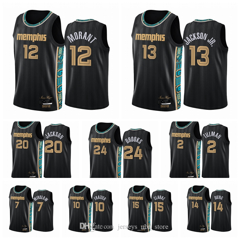 MemphisGrizzliesMen Ja Morant Jaren Jackson Jr. Dillon Brooks 2020/21 Swingman City Basketball Jersey Black New Uniform