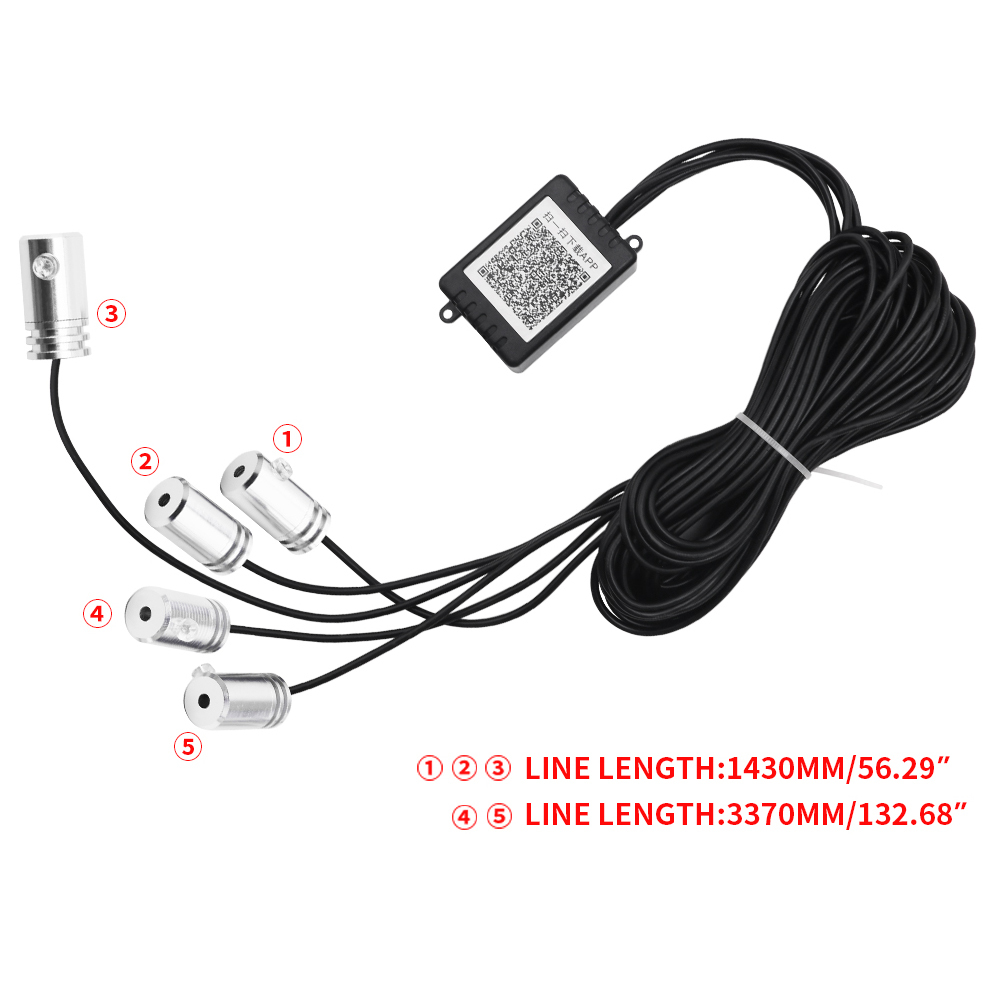6 in 1 RGB LED Atmosphere Car Light Interior Ambient Light Fiber Optic Strips Light by App Control DIY Music 8M Fiber Optic Band