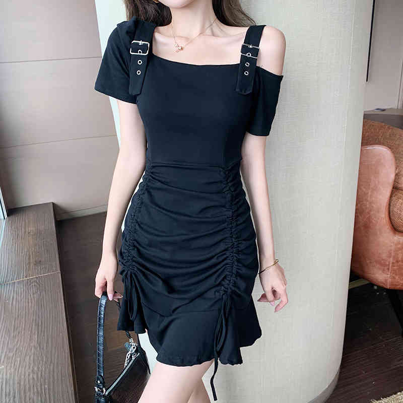 Summer Dress Women Sexy Off Shoulder Short Sleeve Slim Elastic Bodycon High Waist Party Dresses 210519
