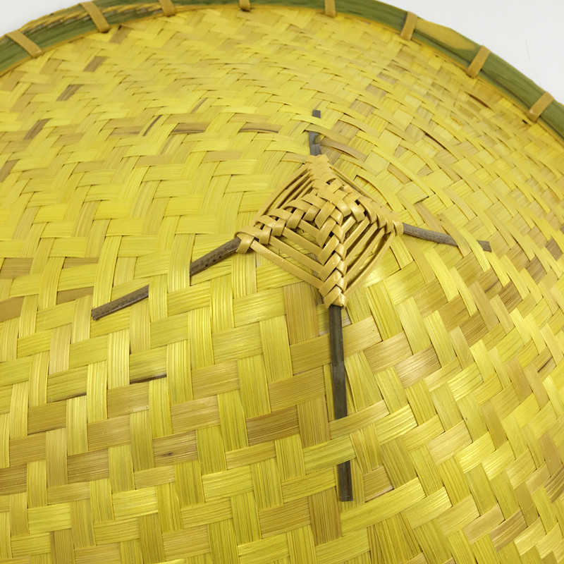 Outdoor Shade Bamboo Weaving Rattan Hats Handmade Weave Straw Hat Tourism Rain Cap Dance Props Cone Fishing Sunshade Fisherman Q0805