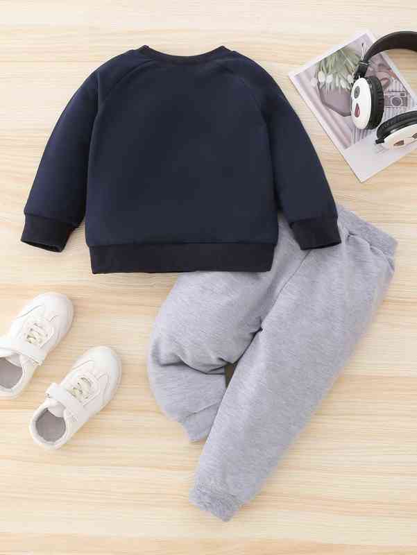 Baby Letter And Bear Print Pullover & Sweatpants SHE