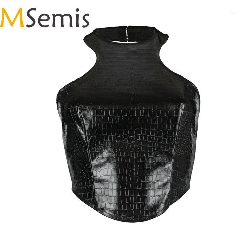 Women PU Leather Crocodile Print Crop Top Halter Neck Backless Zipper Camisole Slim Fit Vest Party Club Wear Bras Sets, Black
Women PU Leather Crocodile Print Crop Top Halter Neck Backless Zipper Camisole Slim Fit Vest Party Club Wear Bras Sets, Black