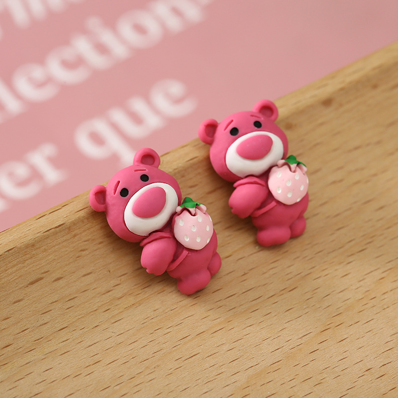 30Pcs 24*34mm Mixture Resin Components Cute Mixed Mini Solid Bear Flat Back Cabochon Scrapbooking Hair Bow Center Embellishments DIY Accessories