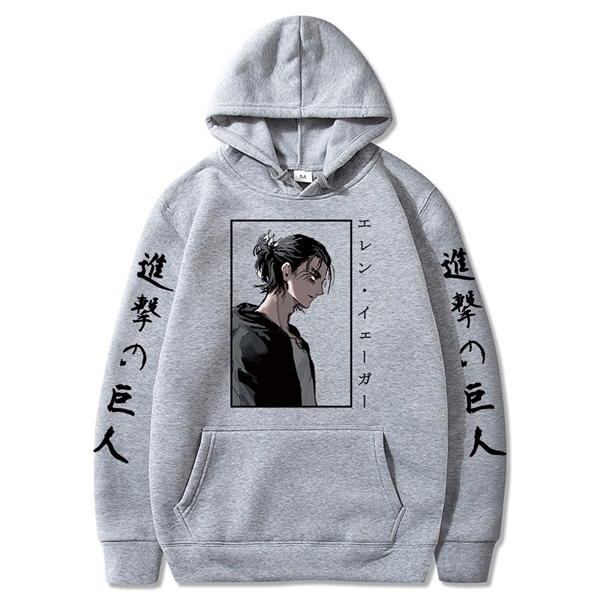 Men Hoodie Attack on Titan Printed Long Sleeve Anime Eren Yeager Pullover Harajuku Hoodie Sweatshirt Tops Y0809