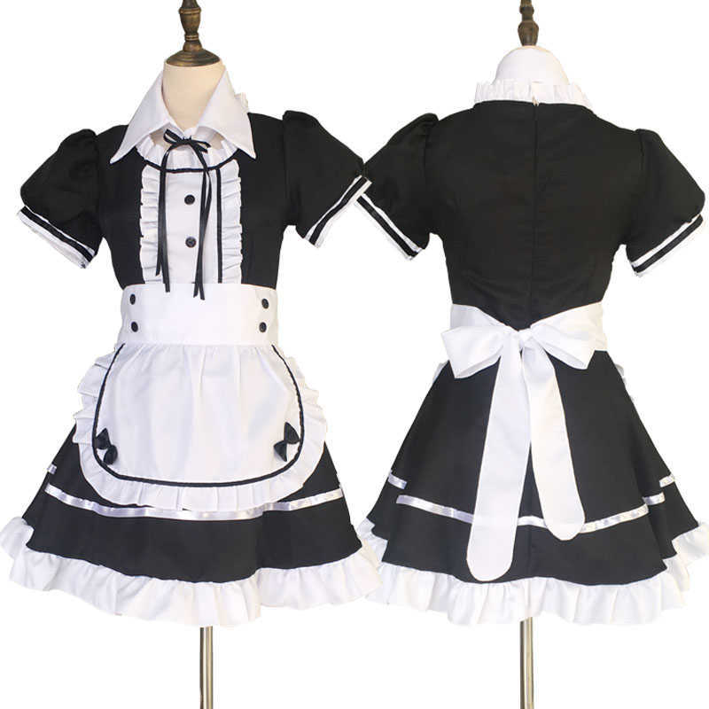 Maid Costume Japanese Anime Cosplay Sweet Classic Lolita Fancy Apron Dress with Socks Gloves Set Y0913