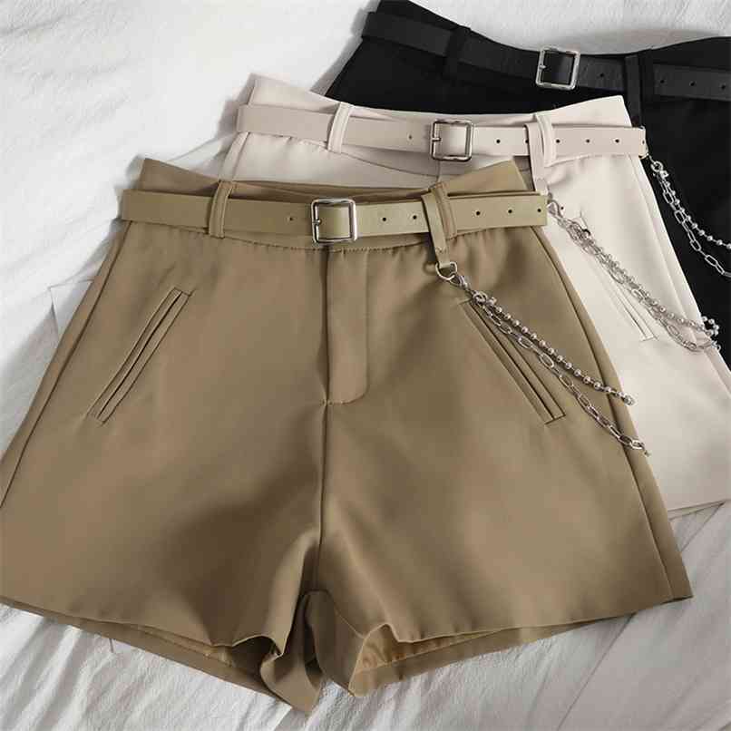 Fashion Chain Sashes High Waist Women's Shorts Zipper Casual Solid Black Apricot Pants Spring Summer Korean 210607, Beige
Fashion Chain Sashes High Waist Women's Shorts Zipper Casual Solid Black Apricot Pants Spring Summer Korean 210607, Beige