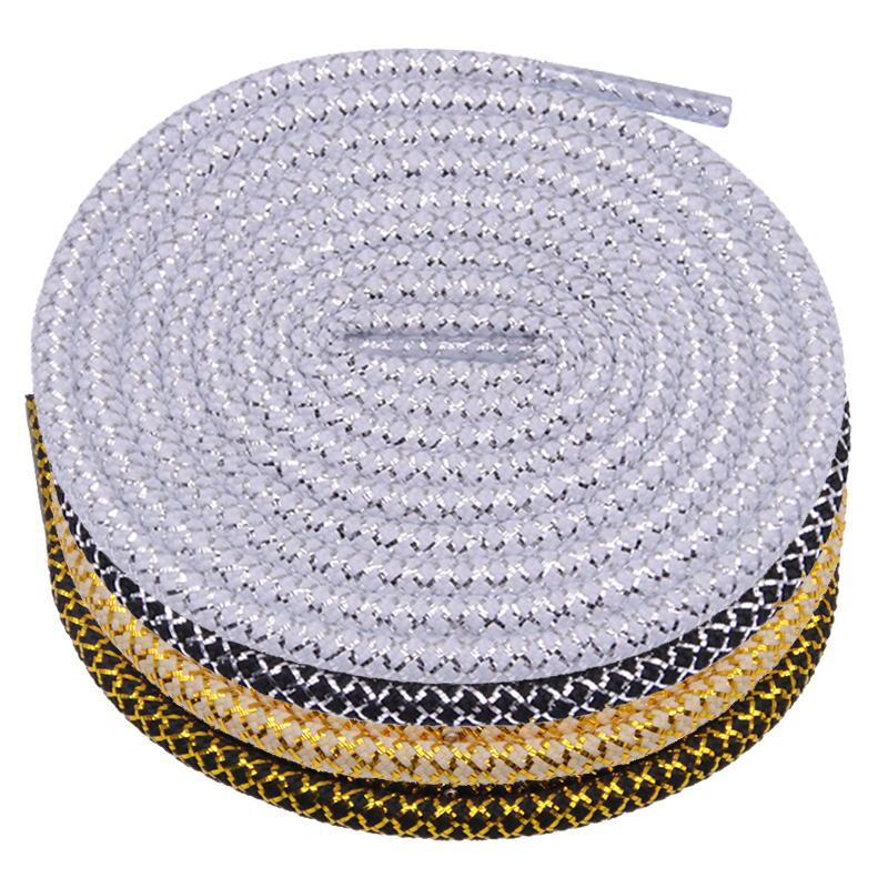 Weiou Black/Gold rope laces~Sneaker Shoe Laces~Metallic Yarn Polyester hiking boot laces Casual Sports Shoelaces 120cm