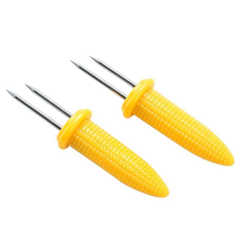 1 Cuts Fork Maize Spies Rvs Corn Holders Maize Beans Fruit Forks Barbecue Tool (yellow)