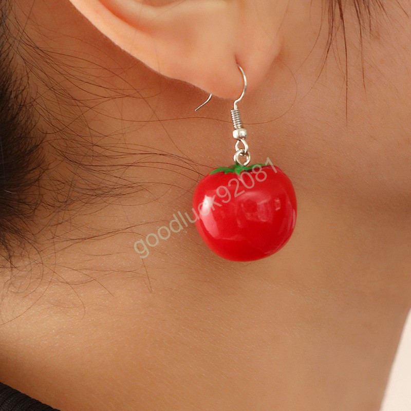 Fashion Simulation Vegetable Dangle Earrings Creative Eggplant Tomato Corn Carrot Plastic Pendant Drop Earrings Women Jewelry