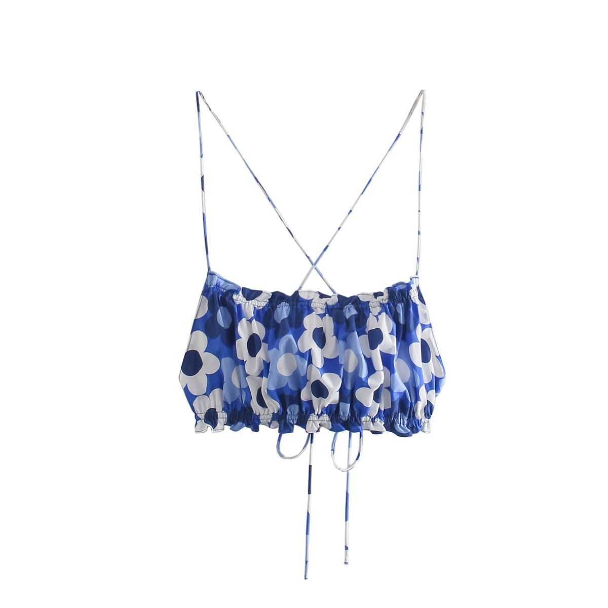 Fashion Summer Backless Crop Top Women Sexy Chic Lady Floral Printed Drawstring Halter Top Woman Vintage Tops 210709, Blue
Fashion Summer Backless Crop Top Women Sexy Chic Lady Floral Printed Drawstring Halter Top Woman Vintage Tops 210709, Blue