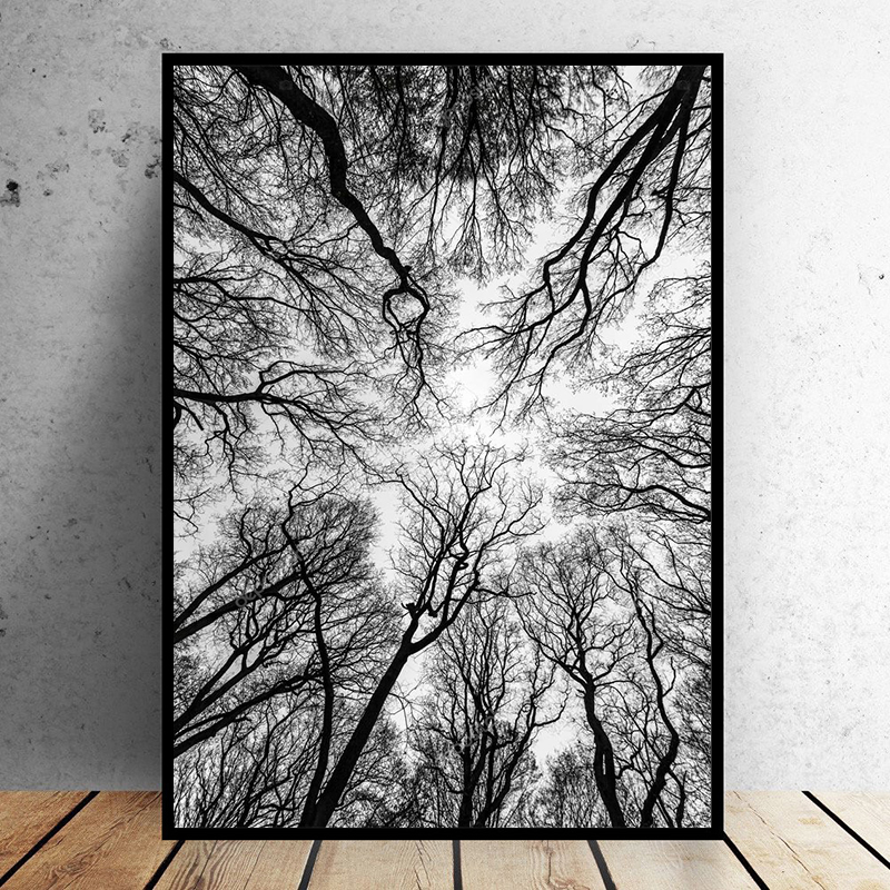 Wall Art Black White Tree Painting Decoration Picture For Living Room Canvas Prints Posters Modern Landscape Art No Frame