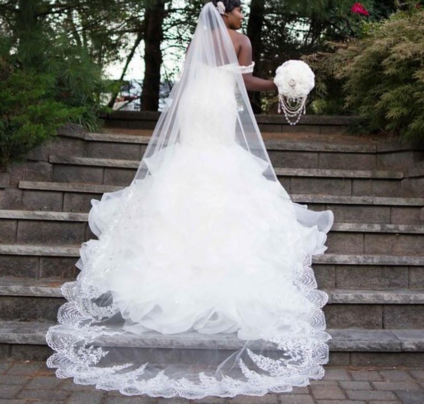 Ruffle Organza Mermaid Wedding Dress Lace Beads Pearls Off-the-shoulder Trumpet Bridal Gown Custom Made vestido de novia Robe De Mariage
