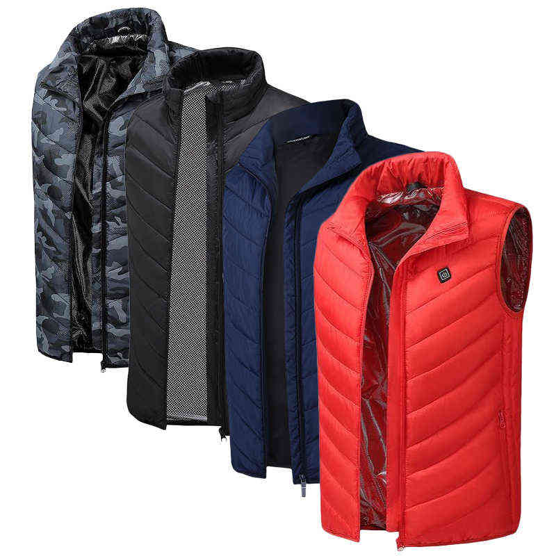 Men Women Winter USB Heating Vest Intelligent Electric Clothes Jacket Warm Up Pad Body Warmer 211111