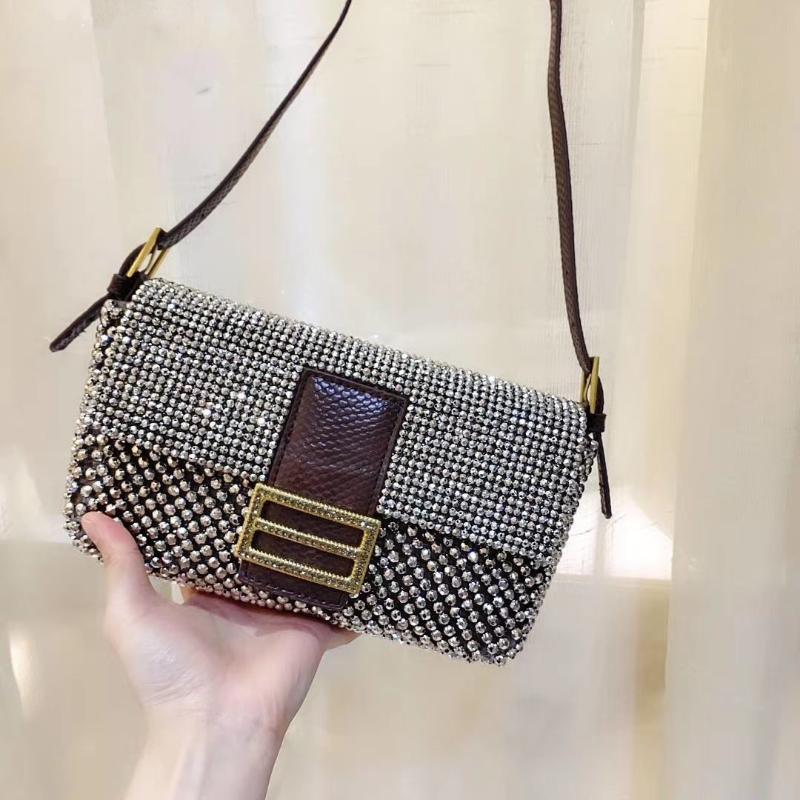 Cross Body 2021 Luxury Big Brand Heavy Industry Beaded Diamond Women's Bag Underarm Baguette Handbag Shoulder Female, Brown
Cross Body 2021 Luxury Big Brand Heavy Industry Beaded Diamond Women's Bag Underarm Baguette Handbag Shoulder Female, Brown