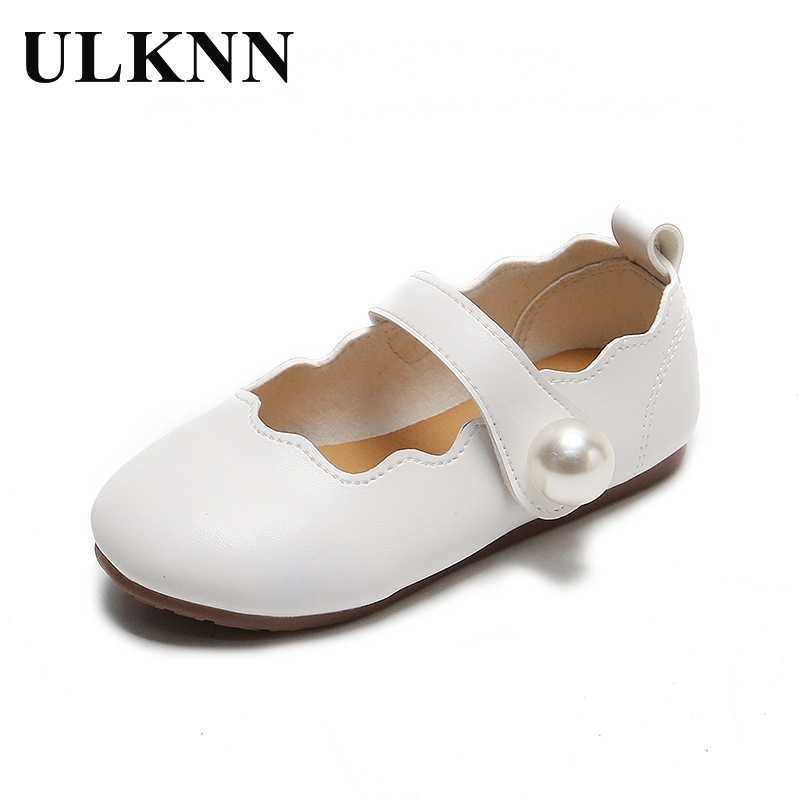 ULKNN Girls Small Leather Shoes 2021 Autumn New Fashion Children's Princess Dance Shoes Kid's Performance Pearl Shoes Y0809