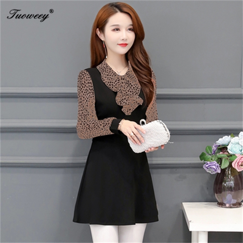 Spring polka dot Women's bow tie elegant plus size Mesh Blouse Women Tops Long Sleeve loose Shining 5XL Shirt Fashion 210317