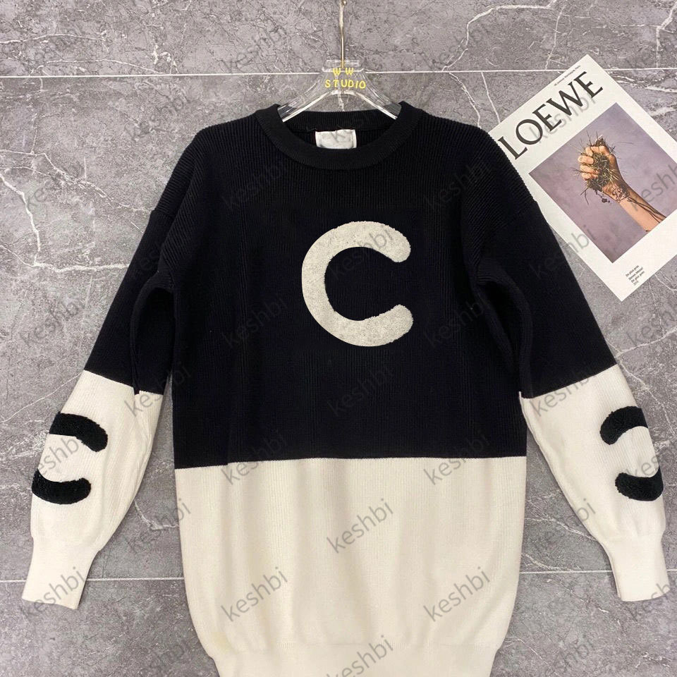 Women Fashion Casual Pullover Sweater Color Match Loose Long Sleeve Knitted Sweaters, Black
Women Fashion Casual Pullover Sweater Color Match Loose Long Sleeve Knitted Sweaters, Black