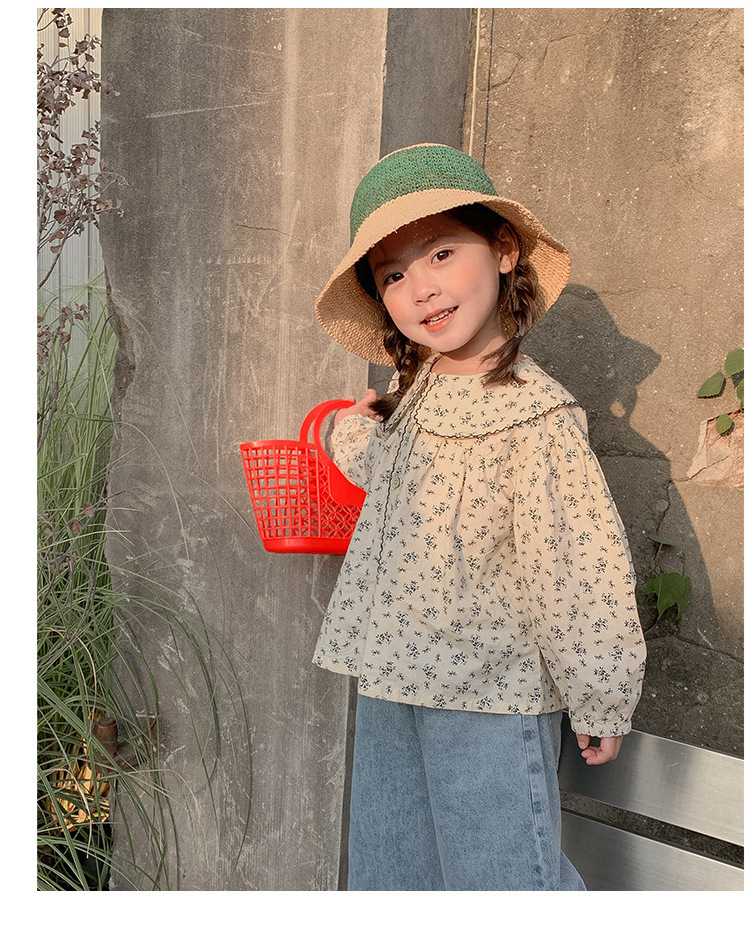 Girls' shirts spring and autumn Korean version of the children's clothing western-style floral doll shirts, 220314