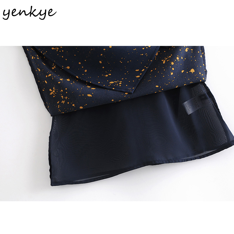 Vintage Spot Print Summer Dress Women Sexy Sleeveless V Neck Hem Slits A-line Mini Chiffon Short Robe 210430