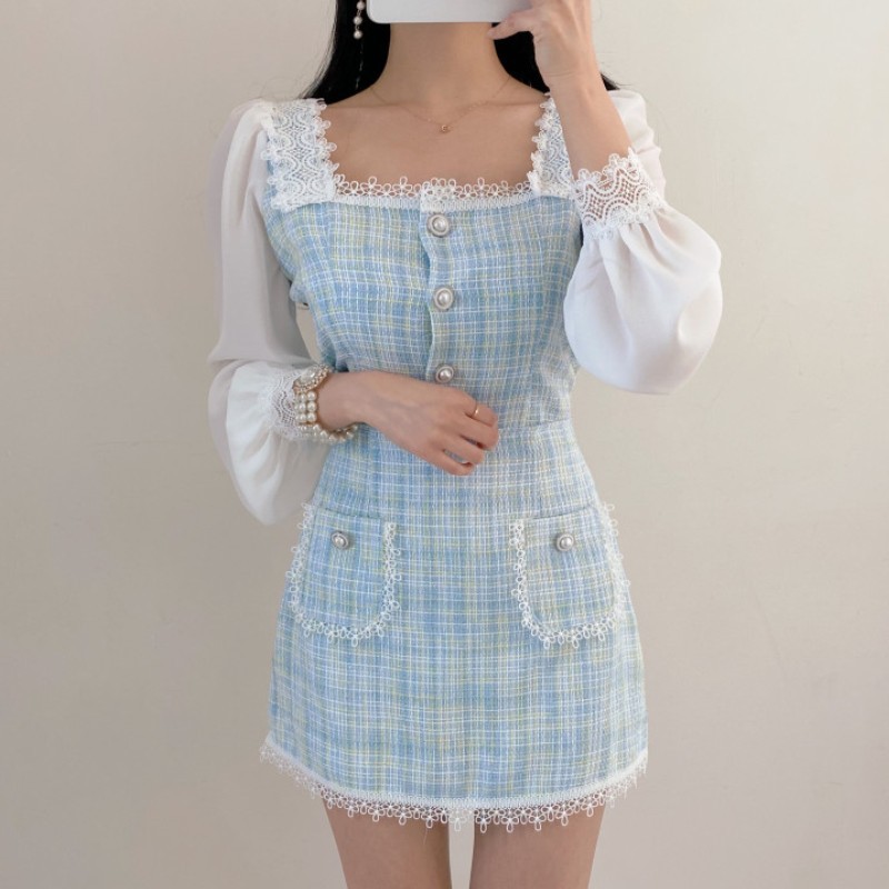 Korea Spring Fashion Temperament Sweet Chiffon Patchwork Tweed Elegant Square Collar Top + High Waist Mini Skirt Suit 210518, Photo color
Korea Spring Fashion Temperament Sweet Chiffon Patchwork Tweed Elegant Square Collar Top + High Waist Mini Skirt Suit 210518, Photo color