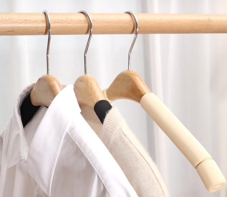 50Pcs Solid Wood Hangers Trousers Coat Clothes Hanger for Suit Sponge Padded Coats Shirts Cloth Holders GGA5031 Free shipping