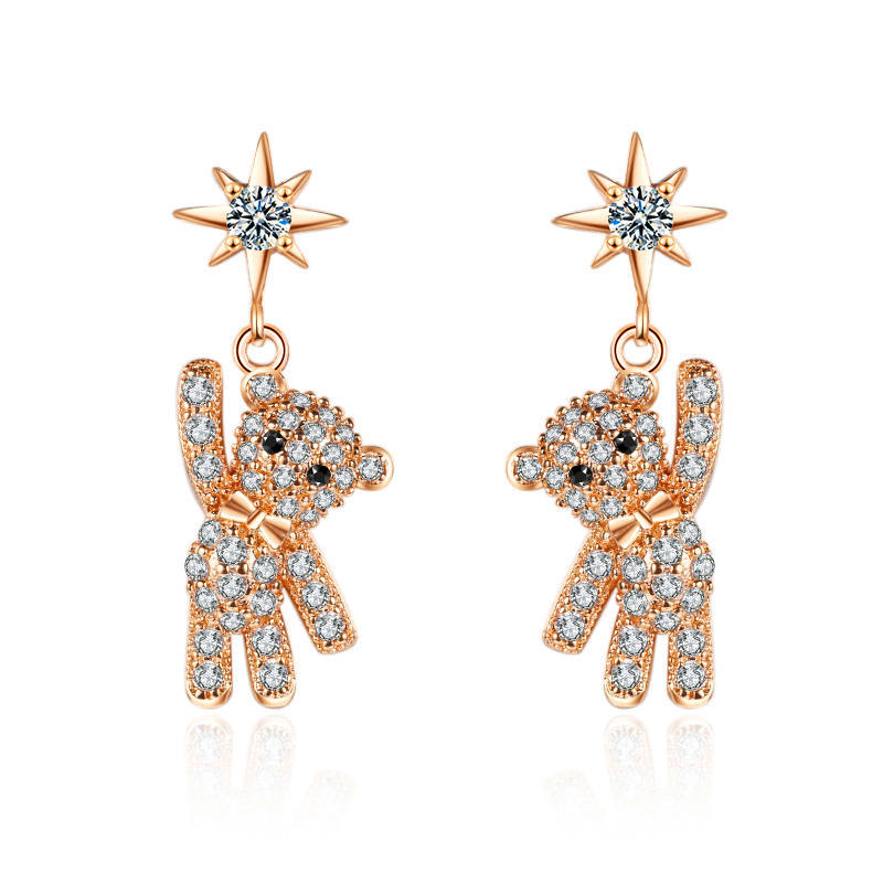 Bear Finely Inlaid Stud Earrings Womens Sterling Silver Needle Zircon Shining Diamond High-Grade Simple and Compact Temperament Earrings Kor, Golden
Bear Finely Inlaid Stud Earrings Womens Sterling Silver Needle Zircon Shining Diamond High-Grade Simple and Compact Temperament Earrings Kor, Golden