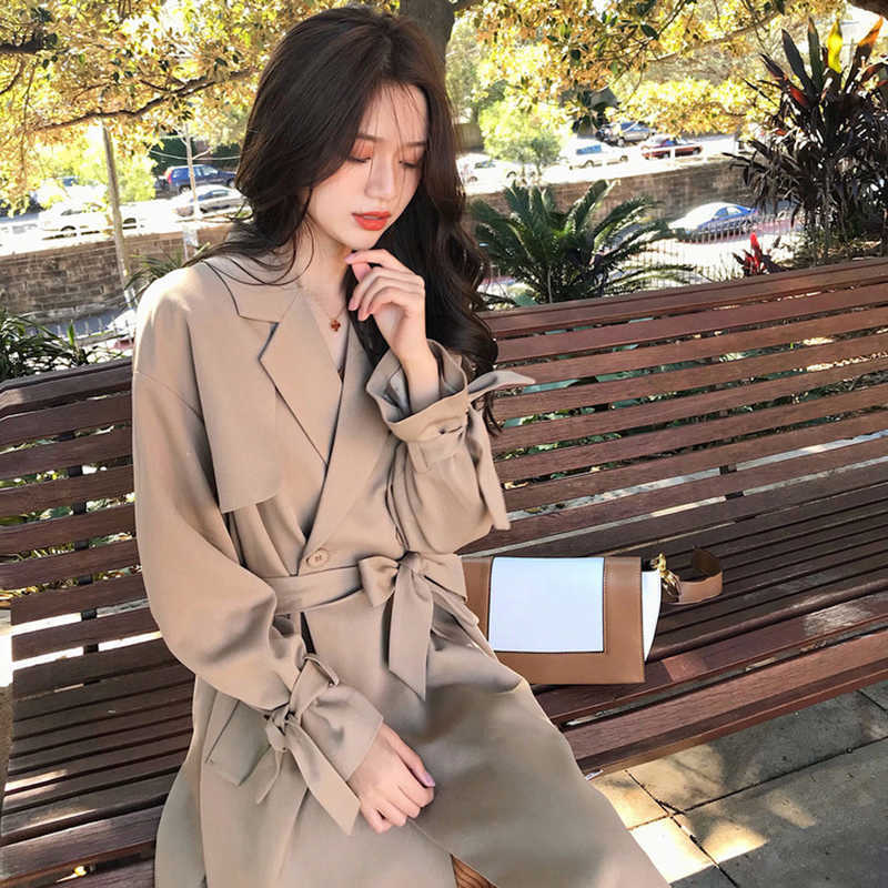 Autumn Korea ins fashion personality England Style long section with thin coat female Harajuku loose solid casual women jacket 210608, Khaki
Autumn Korea ins fashion personality England Style long section with thin coat female Harajuku loose solid casual women jacket 210608, Khaki