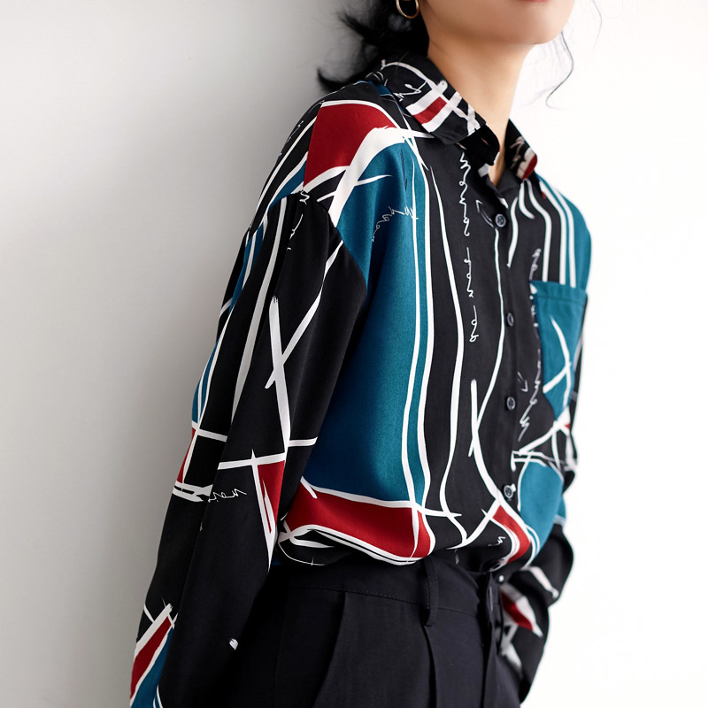 Fashion women blouses long sleeve shirts print chiffon shirt loose plus size office tops blusa 2513 50 210506