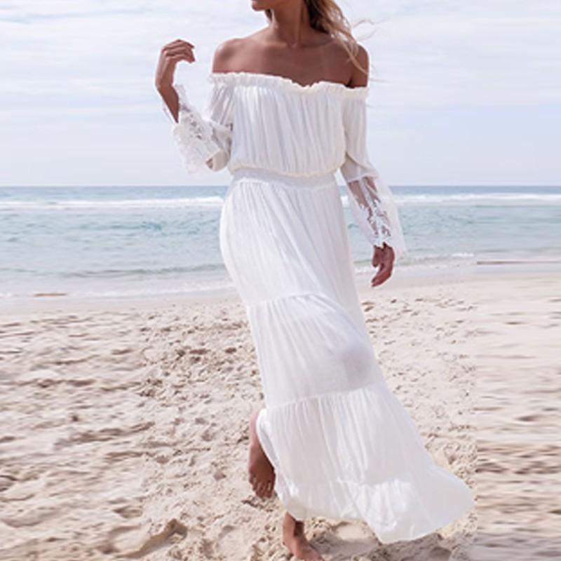 Women's Swimwear Sexy Women Summer Beach Dress Breathable Lace Embroidery Stitching Srapless Bikini Cover, White
Women's Swimwear Sexy Women Summer Beach Dress Breathable Lace Embroidery Stitching Srapless Bikini Cover, White
