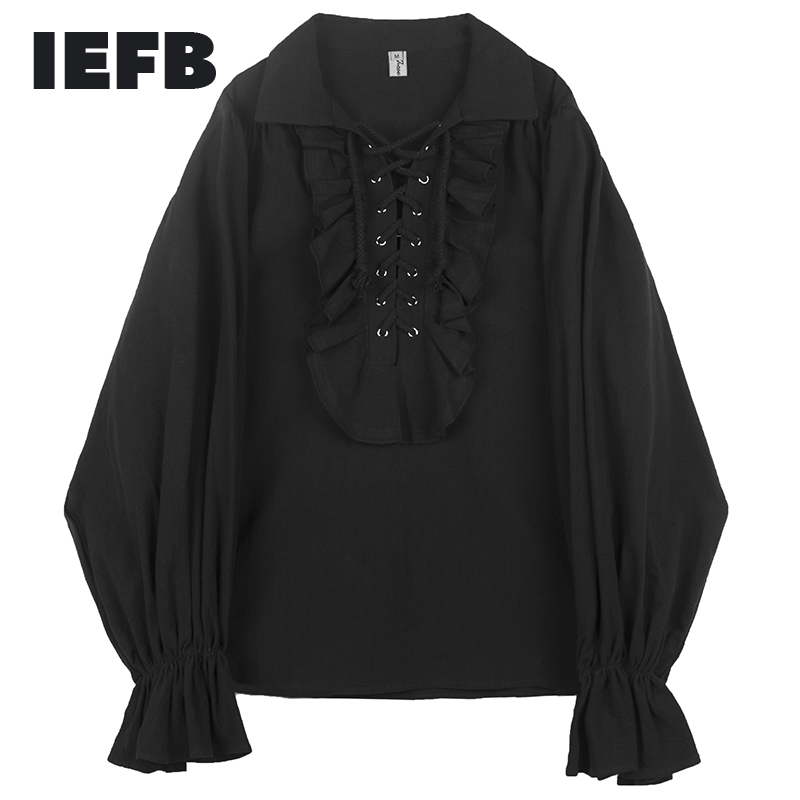 IEFB /men and women' wear Spring streetwear rullfes Rope Design collar Temperament Long Sleeve loose Shirt 9Y992 210524, Black
IEFB /men and women' wear Spring streetwear rullfes Rope Design collar Temperament Long Sleeve loose Shirt 9Y992 210524, Black