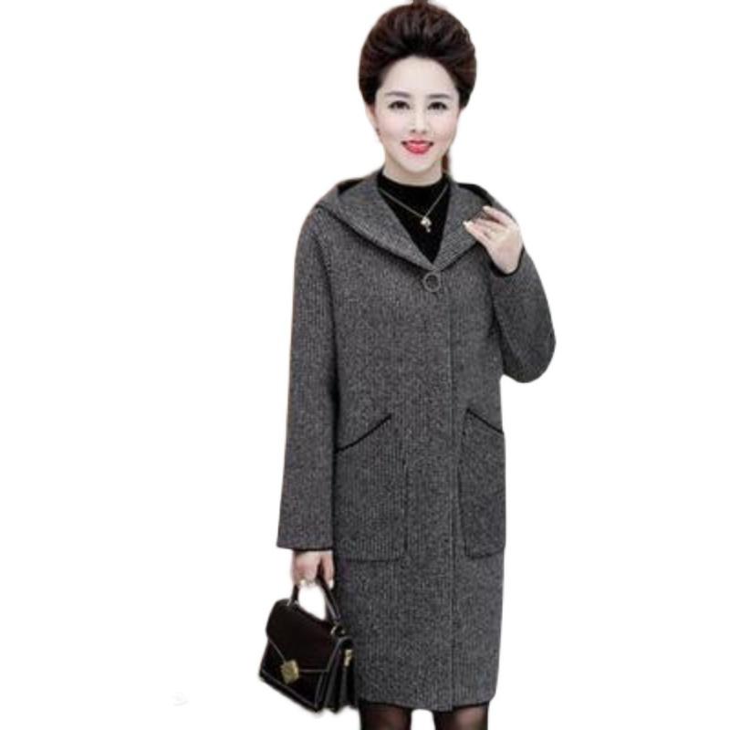 Women's Wool & Blends 2021Winter Women Woolen Jacket Middle-Aged Loose Knitting Long Cloth Coat Female Thicken Hooded Overcoat Tops R1348, Red wine
Women's Wool & Blends 2021Winter Women Woolen Jacket Middle-Aged Loose Knitting Long Cloth Coat Female Thicken Hooded Overcoat Tops R1348, Red wine