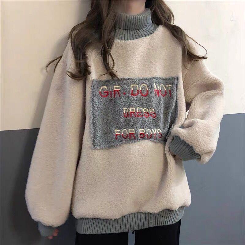 Women's Sweaters 2021 Winter Cashmere Embroidered Sweater Womens Lazy Style High Neck Pullover Clothes Female Girls Plush Thick Large Size, White;black
Women's Sweaters 2021 Winter Cashmere Embroidered Sweater Womens Lazy Style High Neck Pullover Clothes Female Girls Plush Thick Large Size, White;black