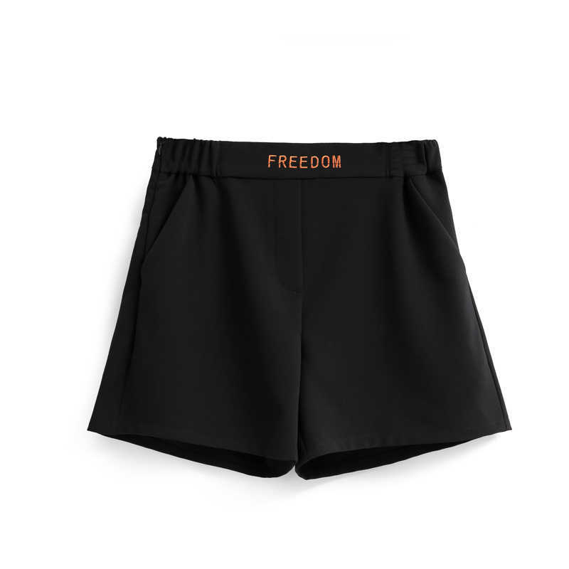 Minimalism Summer Streetwear Women's Shorts Causal High Waist Loose Letter Embroidery Pants 11732716 210527