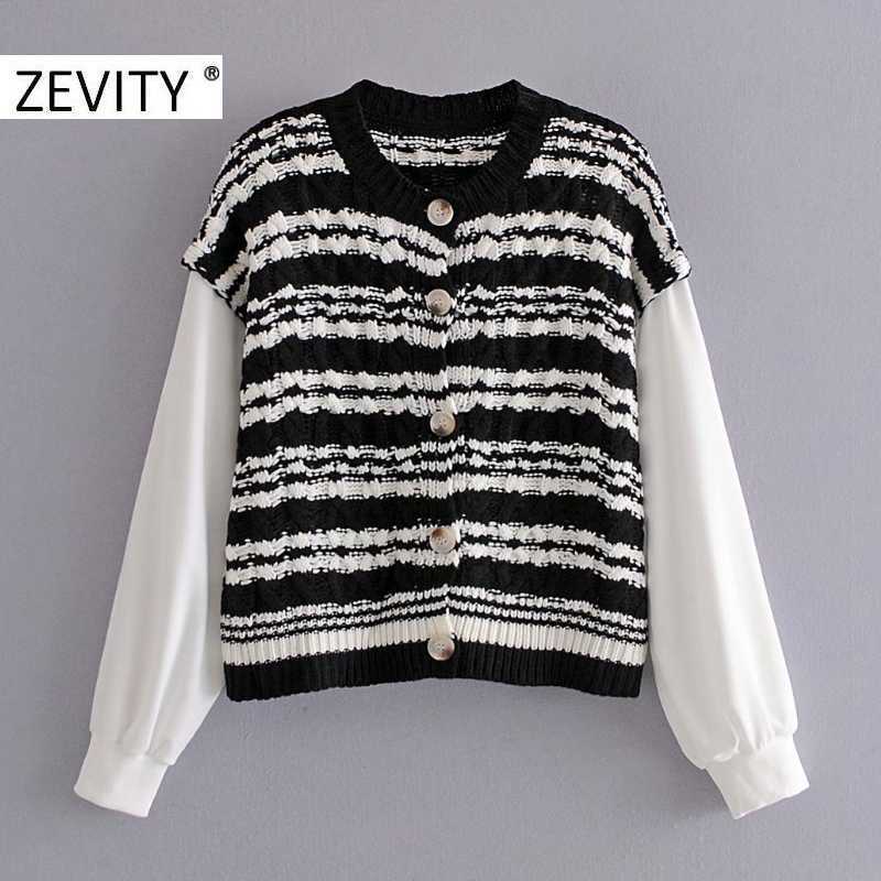 Zevity Women Fashion Long Sleeve Patchwork Striped Knitting Sweater Female Chic O Neck Breasted Casual Cardigan tops S439 210603, Dwdd s439
Zevity Women Fashion Long Sleeve Patchwork Striped Knitting Sweater Female Chic O Neck Breasted Casual Cardigan tops S439 210603, Dwdd s439