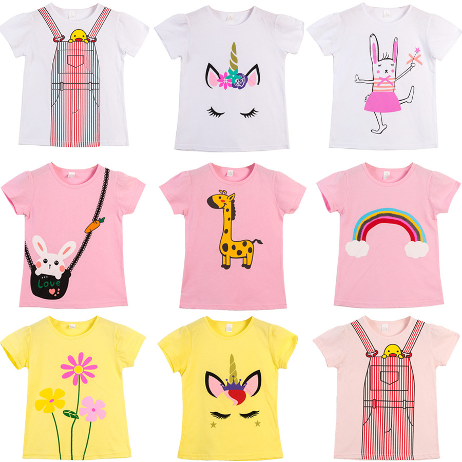 Baby Girl T-shirts Summer Shirt Cartoon Short Sleeve Tee Tops Flower Rabbit Unicorn Giraffe Animal Printed Kid Clothing 11 Colors, Mix colors
Baby Girl T-shirts Summer Shirt Cartoon Short Sleeve Tee Tops Flower Rabbit Unicorn Giraffe Animal Printed Kid Clothing 11 Colors, Mix colors