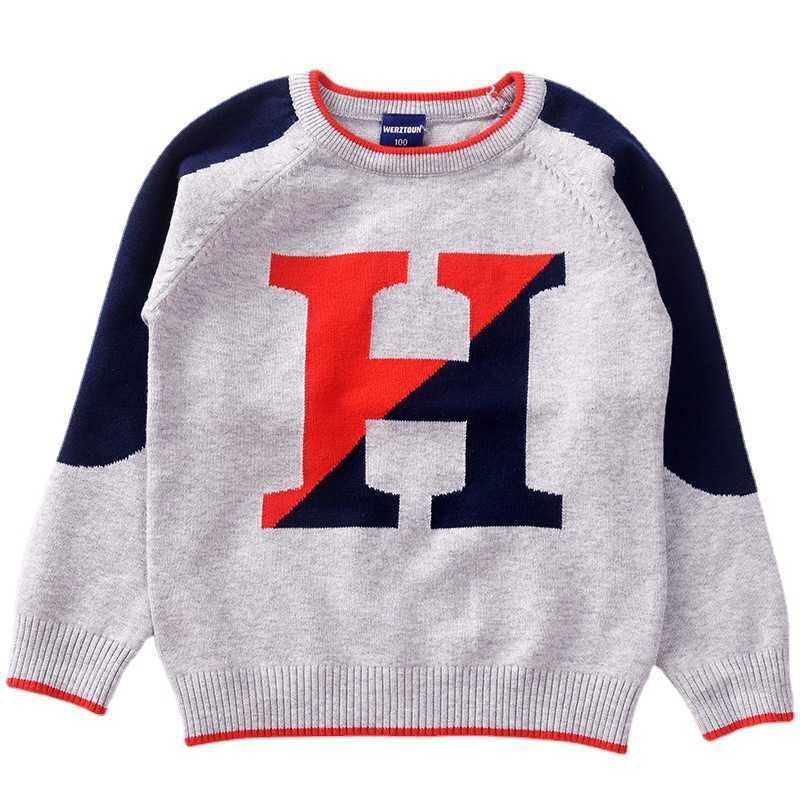 Boys Sweater 2021 Spring Autumn Baby Knitted Sweaters Jumper Children Letter Color Matching Toddler Pullover Kids Clothes 2-7y Y1024