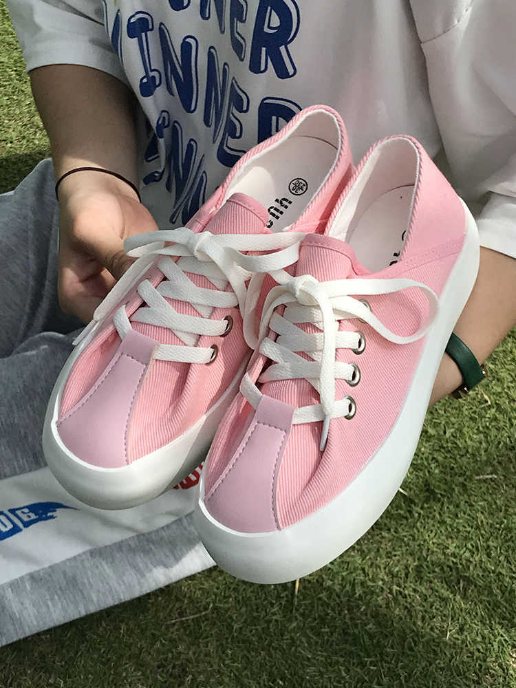 Chic Korean Hong Kong Style Casual Board Shoes Small Canvas Shoes Women's Summer 2021 New Student Flat Bottom Small Black Shoes Y0907