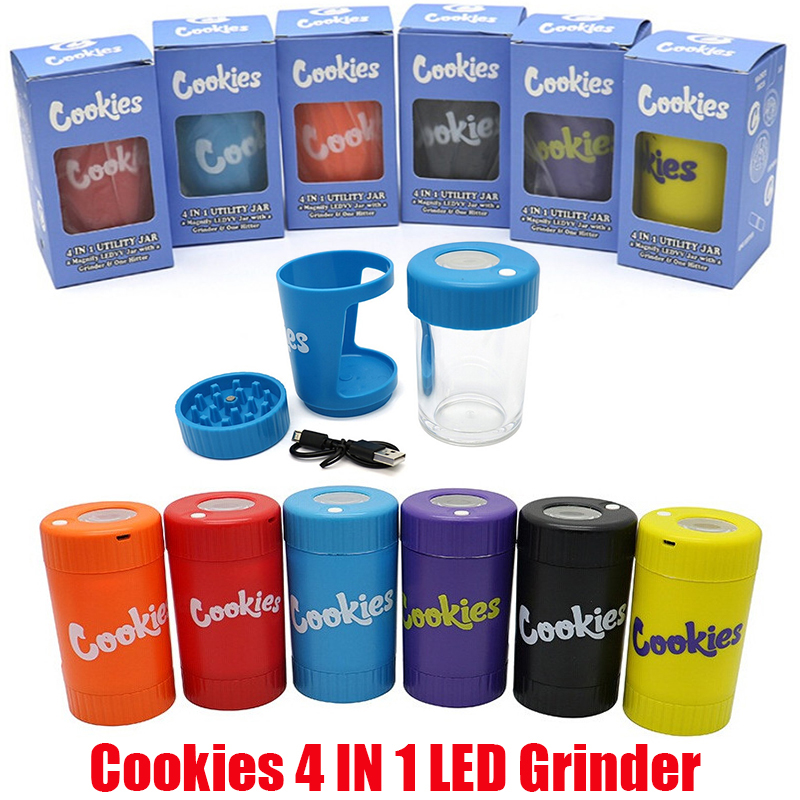 Hot Cookies 4 IN 1 LED Glow Jar Dry Herb Tobacco Container Bag Glass Storage Rechargeable Bottle With Grinder Magnifier Hitter Design
Hot Cookies 4 IN 1 LED Glow Jar Dry Herb Tobacco Container Bag Glass Storage Rechargeable Bottle With Grinder Magnifier Hitter Design