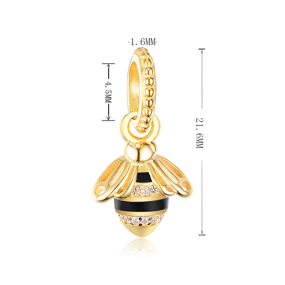 Fit Original Brand Charms Bracelet Authentic 925 Sterling Silver Animal Gold Color Honey Bee Pendant Bead Mix CZ Berloque DIY