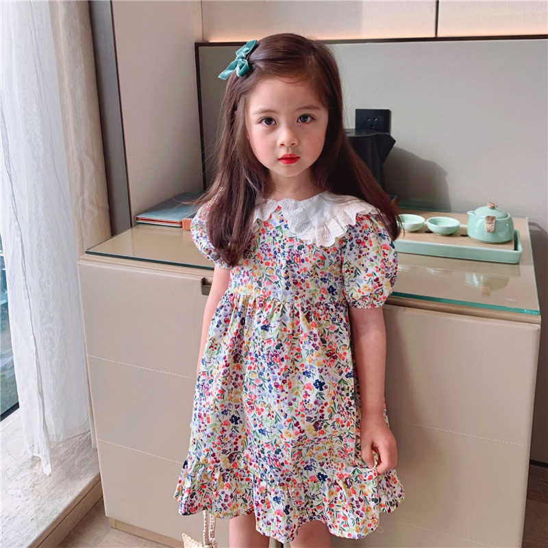 Summer girls lace doll collar floral dresses shorts sleeve ruffles princess dress children clothes 210615
Summer girls lace doll collar floral dresses shorts sleeve ruffles princess dress children clothes 210615