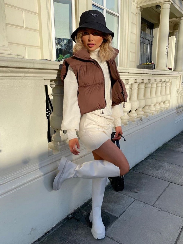 2021 Women Fashion Brown Cropped Vest Coat Female Stand Collar Zipper Waistcoat Ladies Casual Outerwear, Black
2021 Women Fashion Brown Cropped Vest Coat Female Stand Collar Zipper Waistcoat Ladies Casual Outerwear, Black
