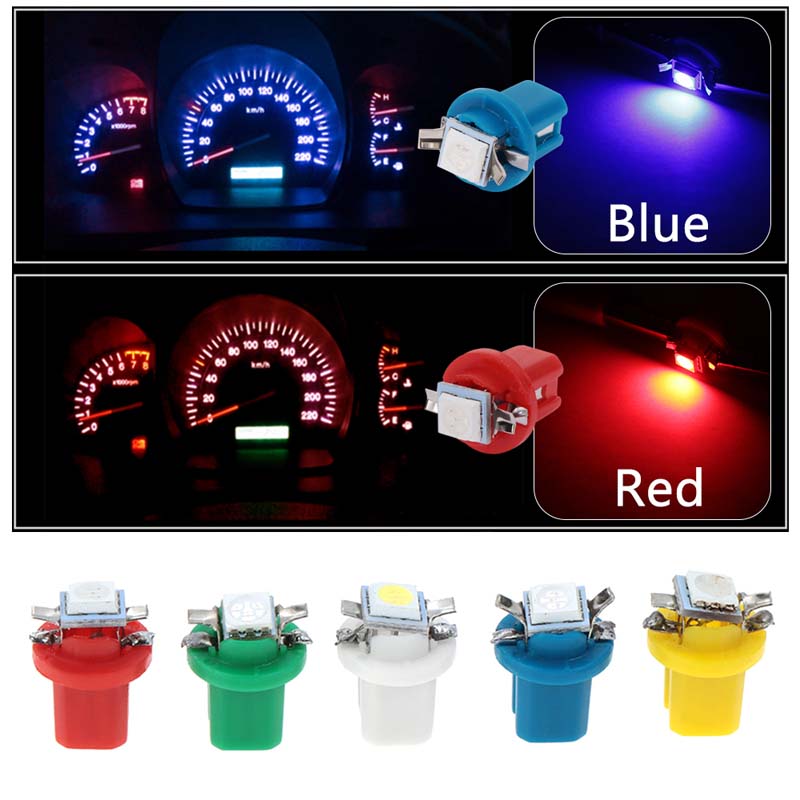 10Pcs/Set LED Light Car Gauge Speed Dash Bulb Dashboard Instrument Lights Wedge Interior Lamps B8.5D 509T B8.5 5050 1 SMD T5 LED-Lamp