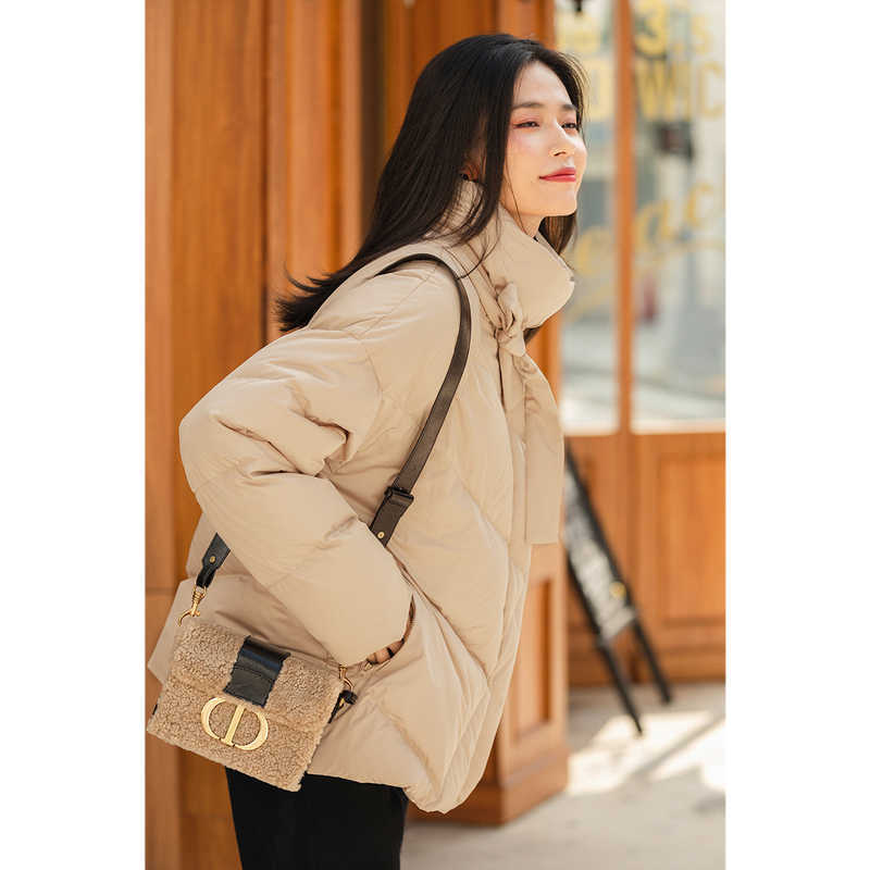 INMAN Winter Women's Short Down Jacket Windproof Stand Collar Loose Cute Little 90 suede Down Coat 210819