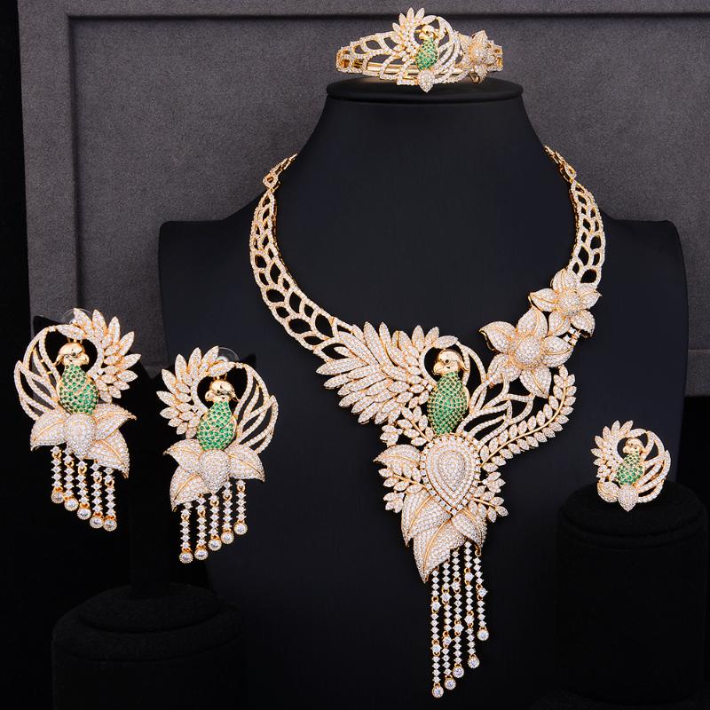 Earrings & Necklace Blachette Luxury Phoenix Noble Nigerian Bridal Wedding 4PCS Full Cubic Zirconia Bangle Ring Jewelry Set, As pic
Earrings & Necklace Blachette Luxury Phoenix Noble Nigerian Bridal Wedding 4PCS Full Cubic Zirconia Bangle Ring Jewelry Set, As pic